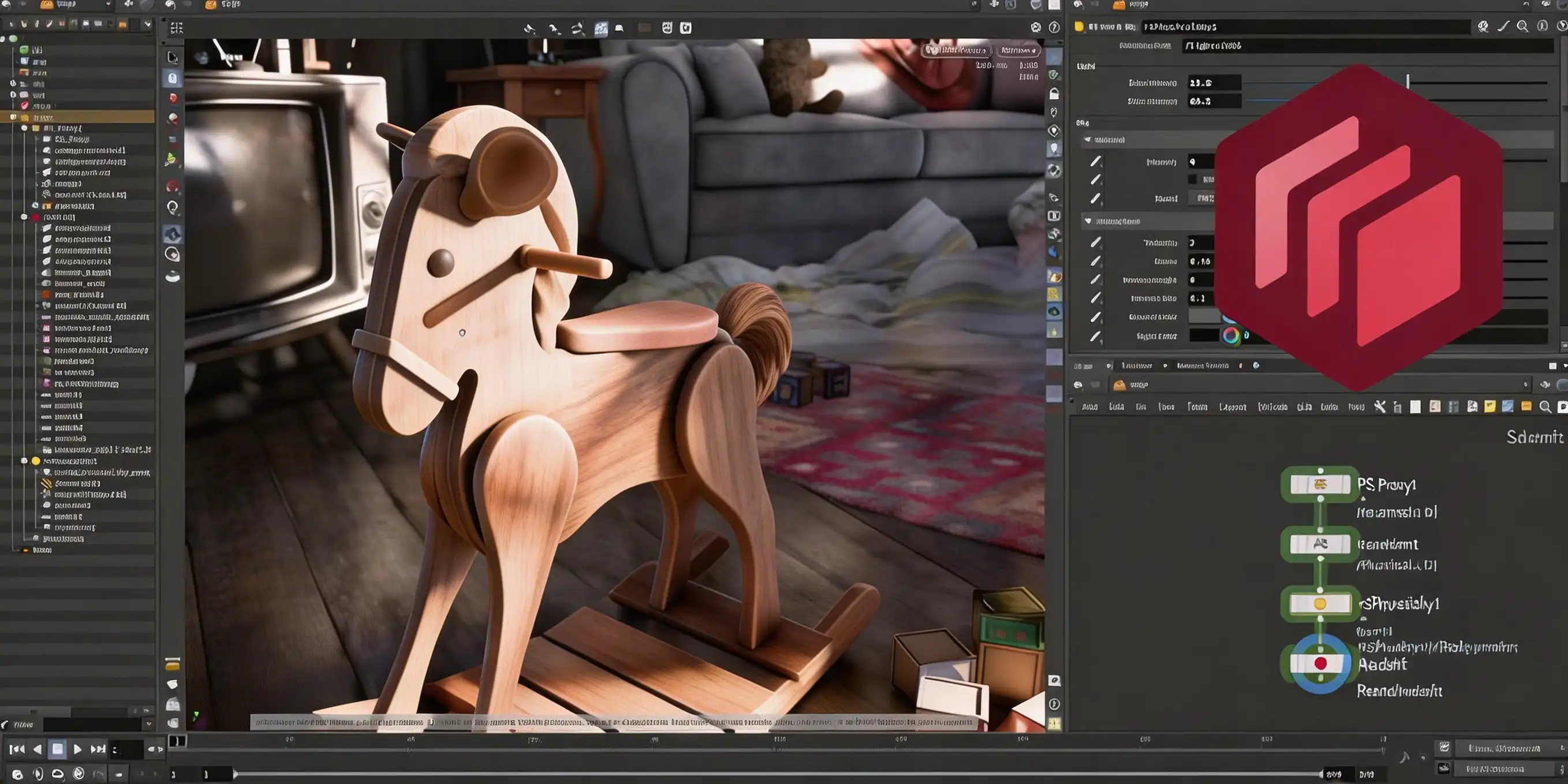 Houdini 的 Solaris 视口中使用 Redshift Live 进行渲染