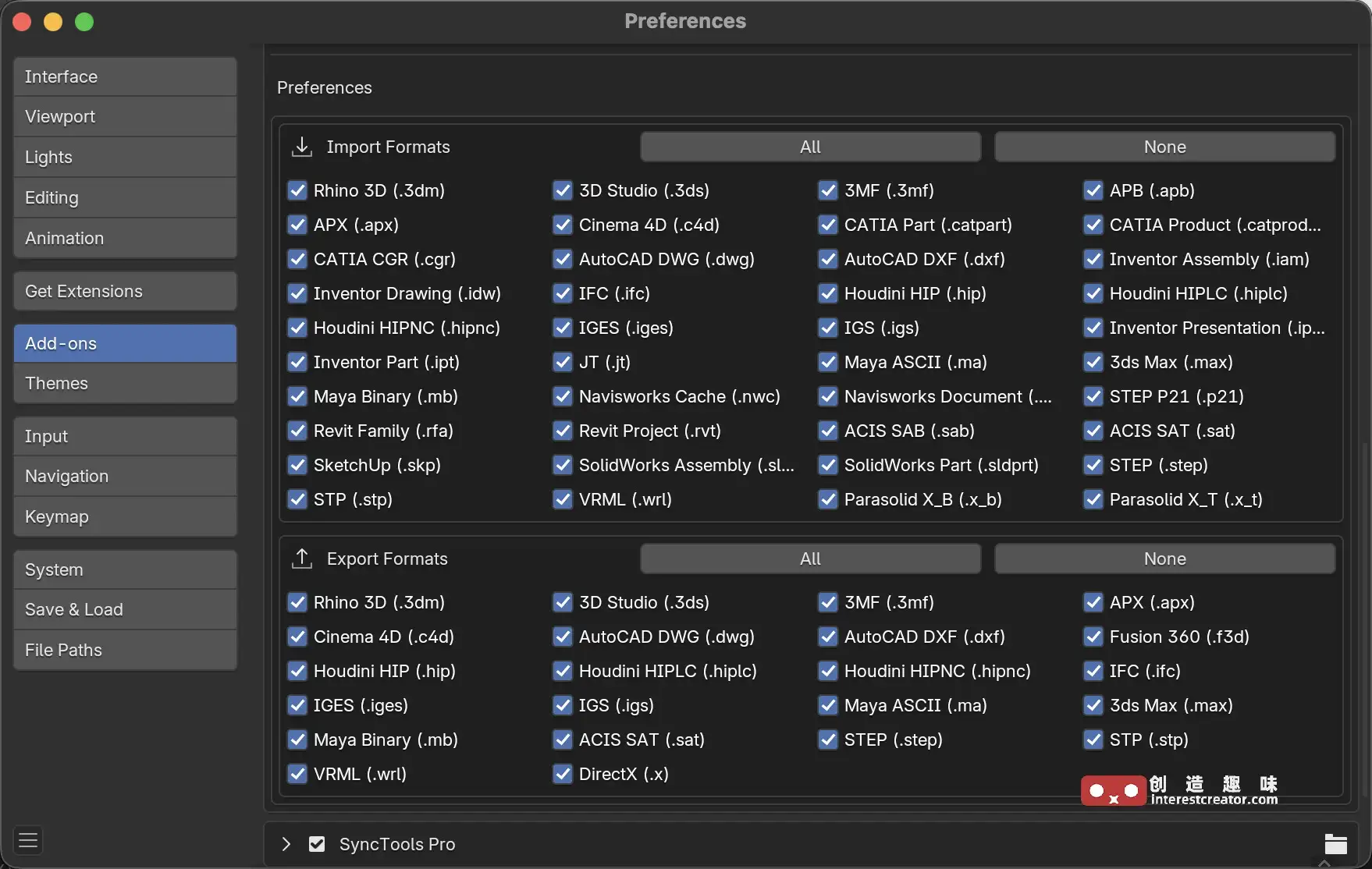Super3D Format Bridge For Blender支持格式 Super3D Format Bridge For Blender支持格式列表一览图