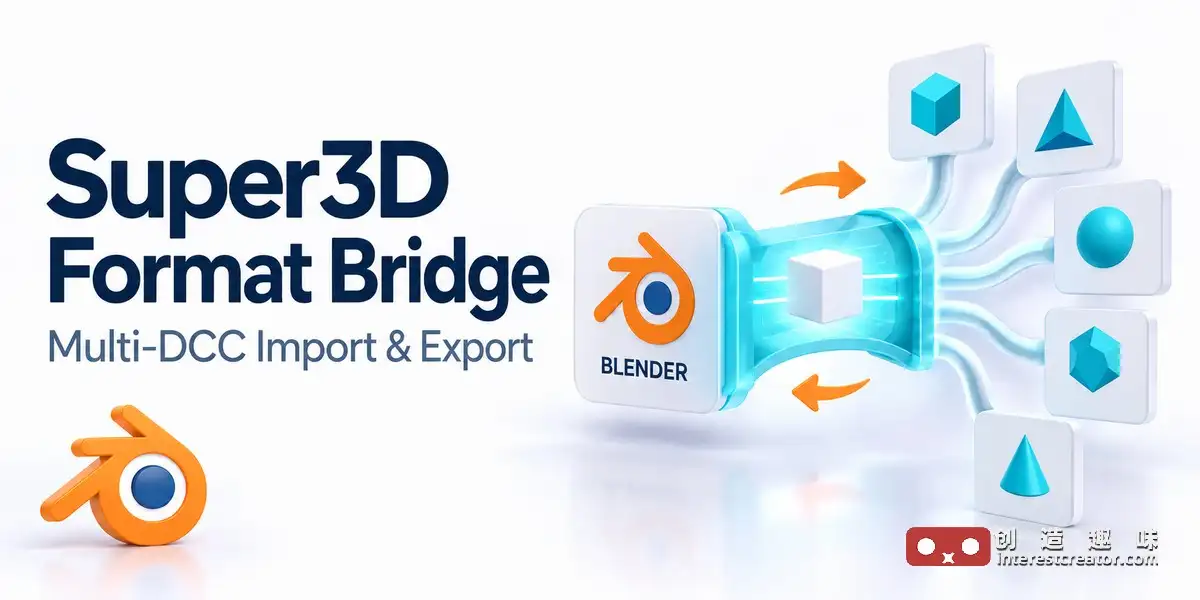 Super3D Extra Format Bridge :Blender 多格式导入导出桥接插件 1 Super3D Format Bridge For Blender Multi Dcc Import