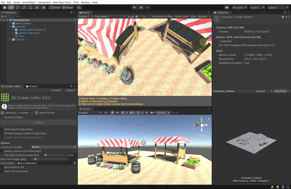 3D Collider Utility 2:Unity 碰撞体合并与凸包生成工具 2 3D Collider Utility 2 – Merge And Combine_2