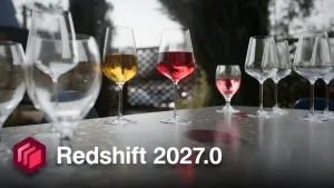Redshift 2027.0 版本主视觉 Redshift 2027.0 主视觉:酒杯与折射的高光