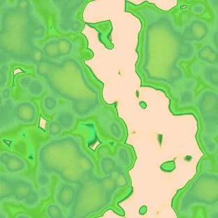 用 Gradient Map 上色 用 Gradient Map 上色后草地与路径的关系