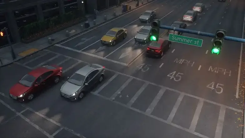 交通场景中的雷达模拟 交通场景下的雷达与传感器模拟画面