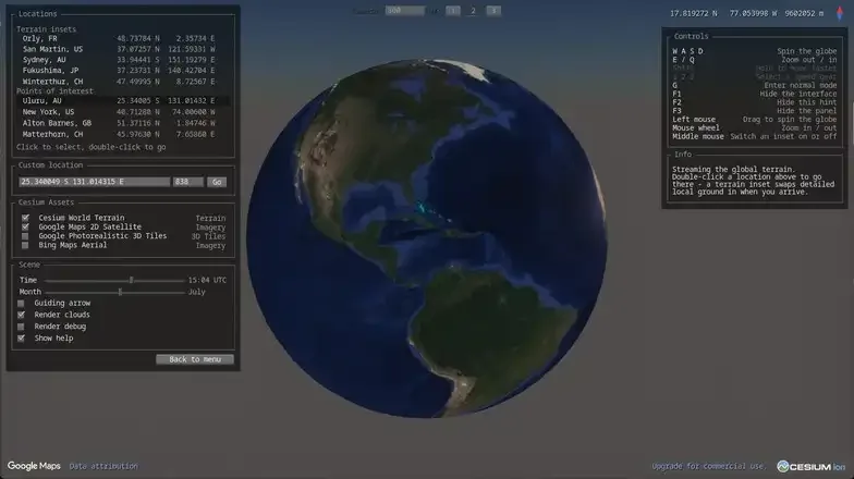 行星尺度的地球数据 行星尺度的地球数据在引擎中显示