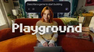 Google Playground 平台 Google Playground 的宣传图,一名玩家坐在沙发上,画面上方是 Playground 字样